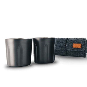 High Camp Flasks Tumbler 2Pack + Soft Case in Gunmetal